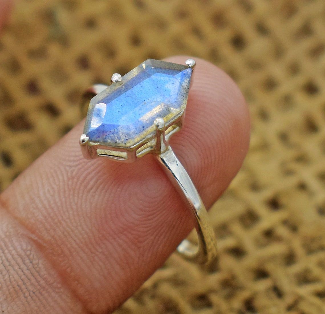 Handmade Natural Labradorite 925 Sterling Silver Ring Bridal Jewelry Size ONE SIZE - 6 Thumbnail