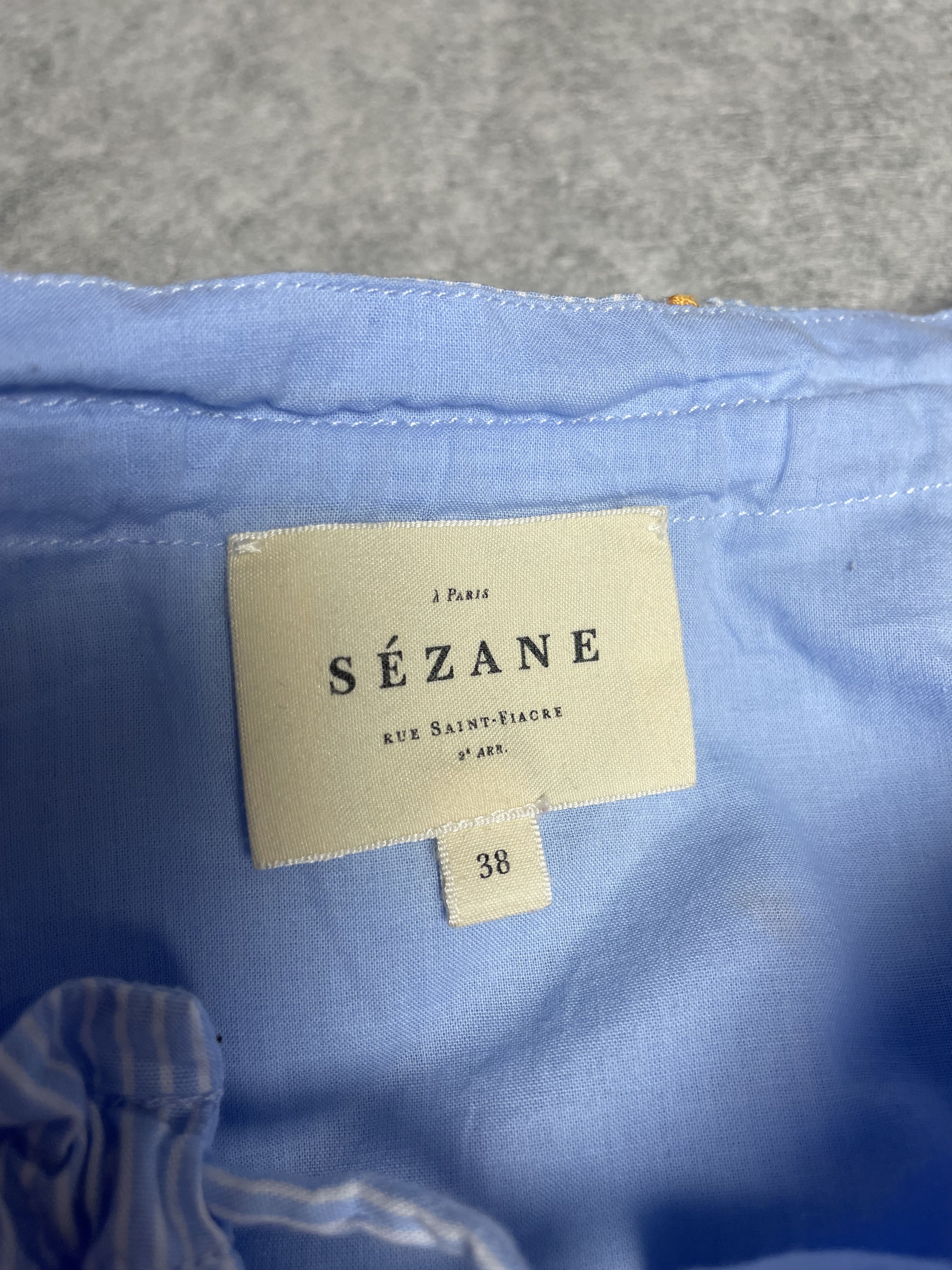Sezane Sezane Blue Sido Pinstripe Daisy Floral Mini Dress EU 38 Size S / US 4 / IT 40 - 9 Thumbnail