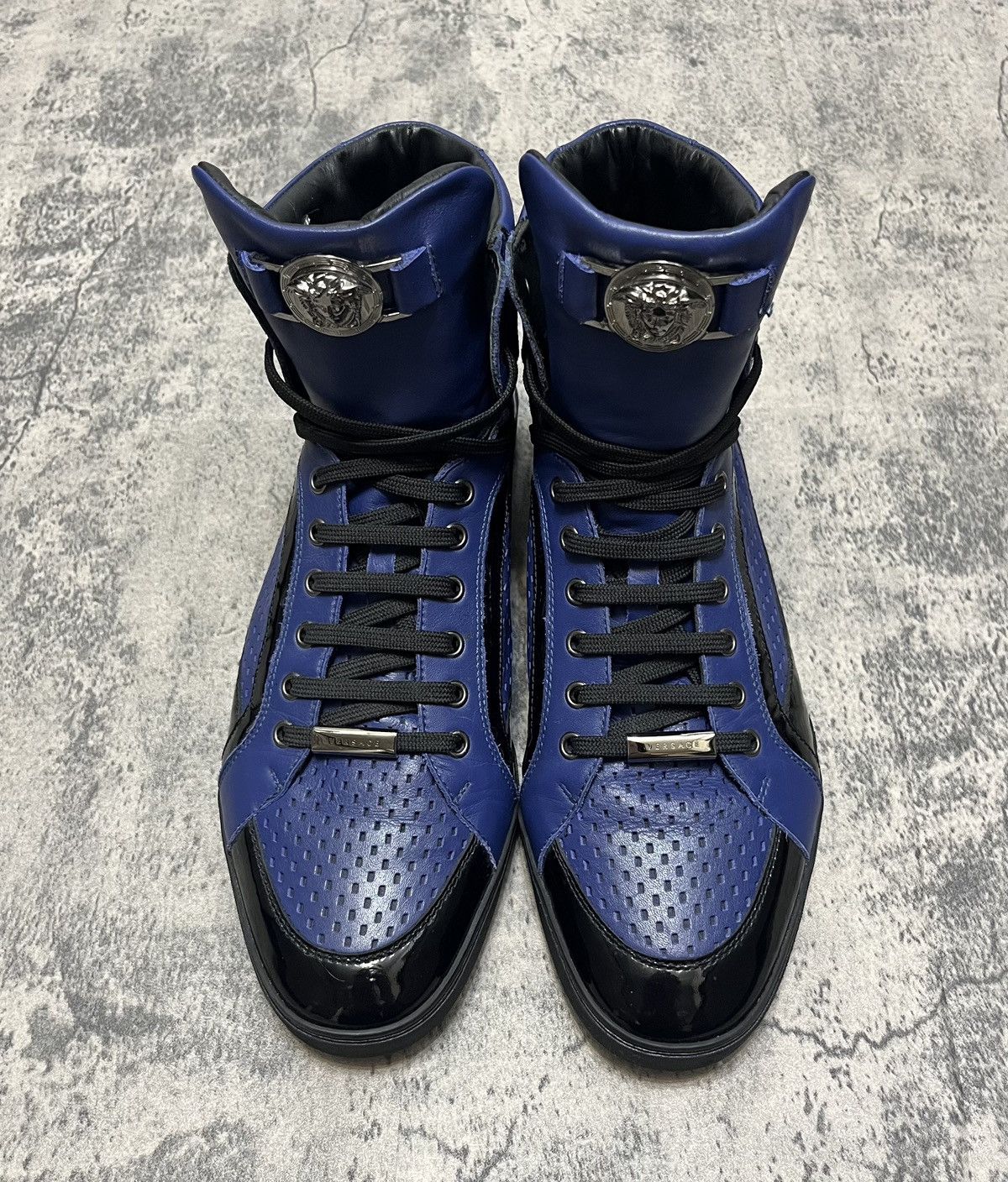 Versace Versace High Top Sneakers Blue Size US 11 / EU 44 - 2 Thumbnail