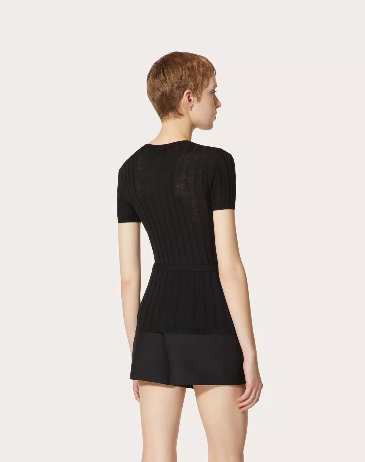 Valentino o1s1wg110426 Wool Jumper Vlogo Signature Belt Detail Nero Size XXS / US 00 / IT 34 - 5 Thumbnail