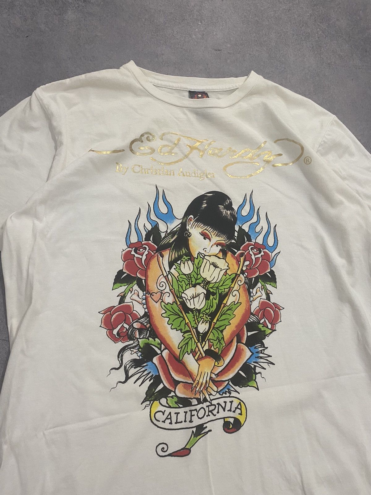 Ed Hardy × Vintage Ed Hardy by Christian Audigier T-Shirt Made in USA Size US XL / EU 56 / 4 - 2 Thumbnail