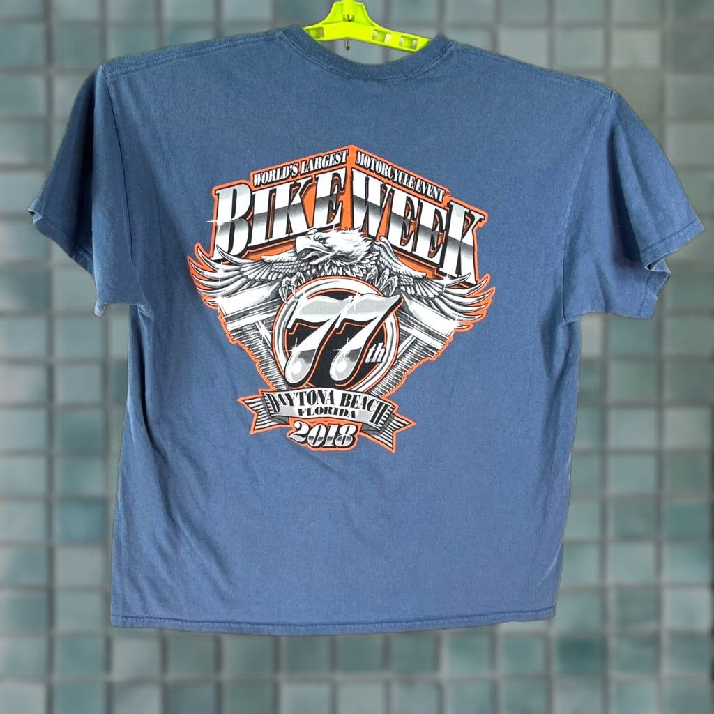 Gildan Gildan Daytona Bike Week T-Shirt Adult XL Blue 2-Sided Graphic Biker Skull 2018 Mens Size US XL / EU 56 / 4 - 1 Thumbnail