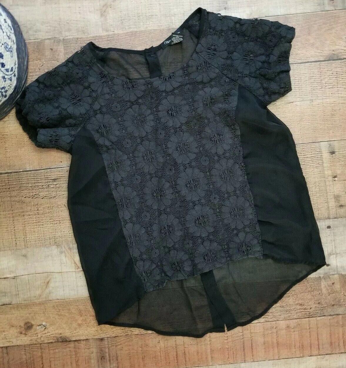 Designer Michael Brandon Shirt Medium Black Sheer Buttons Lace Size M / US 6-8 / IT 42-44 - 1 Thumbnail