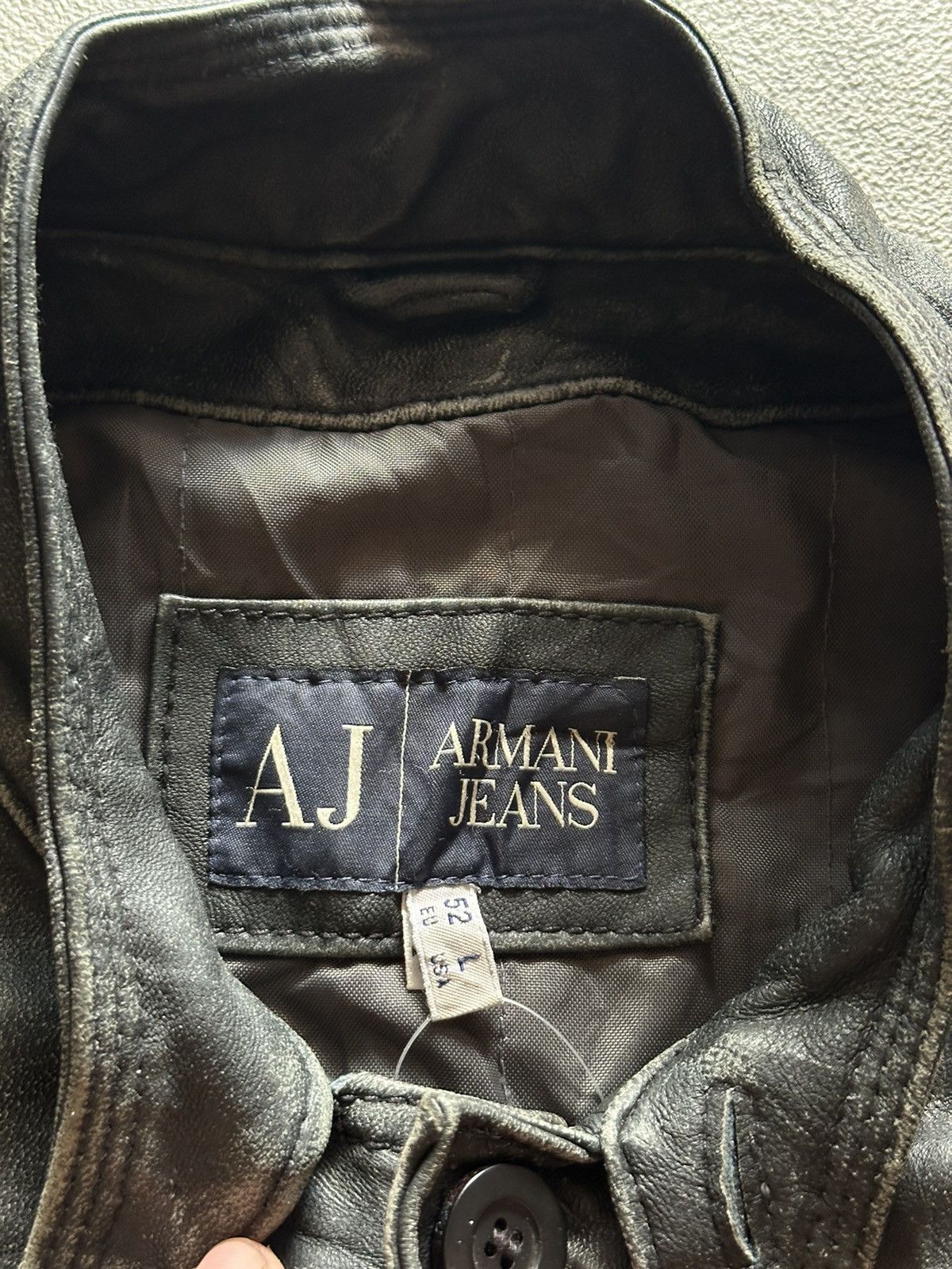 Giorgio Armani 2000s Armani Jeans Leather Mix Canvas Bomber Jacket Size US L / EU 52-54 / 3 - 14 Thumbnail