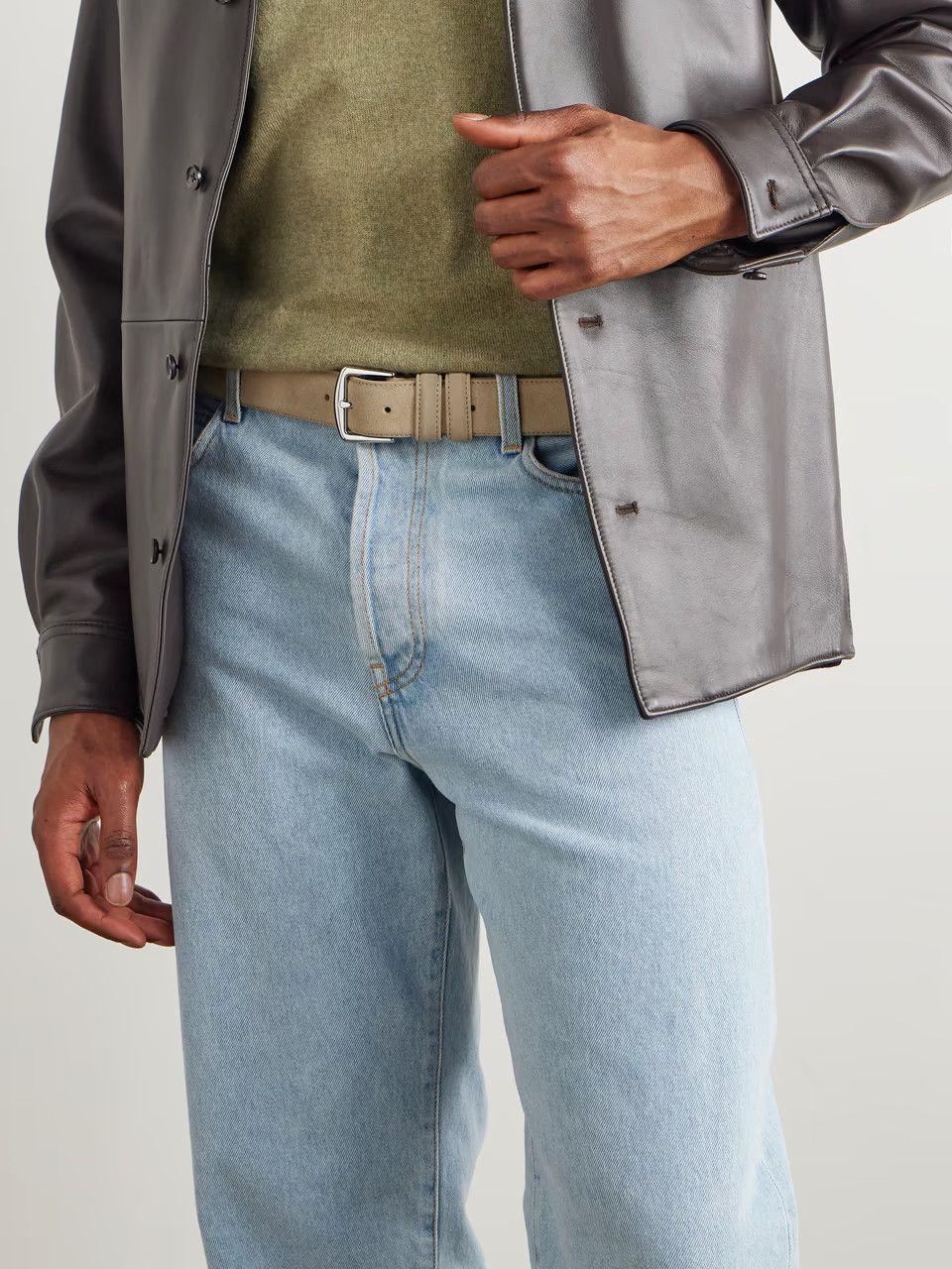 Loro Piana o1w1db10725 Size: 110 / Basic Suede Belt in Light Beige Size 44 - 3 Thumbnail