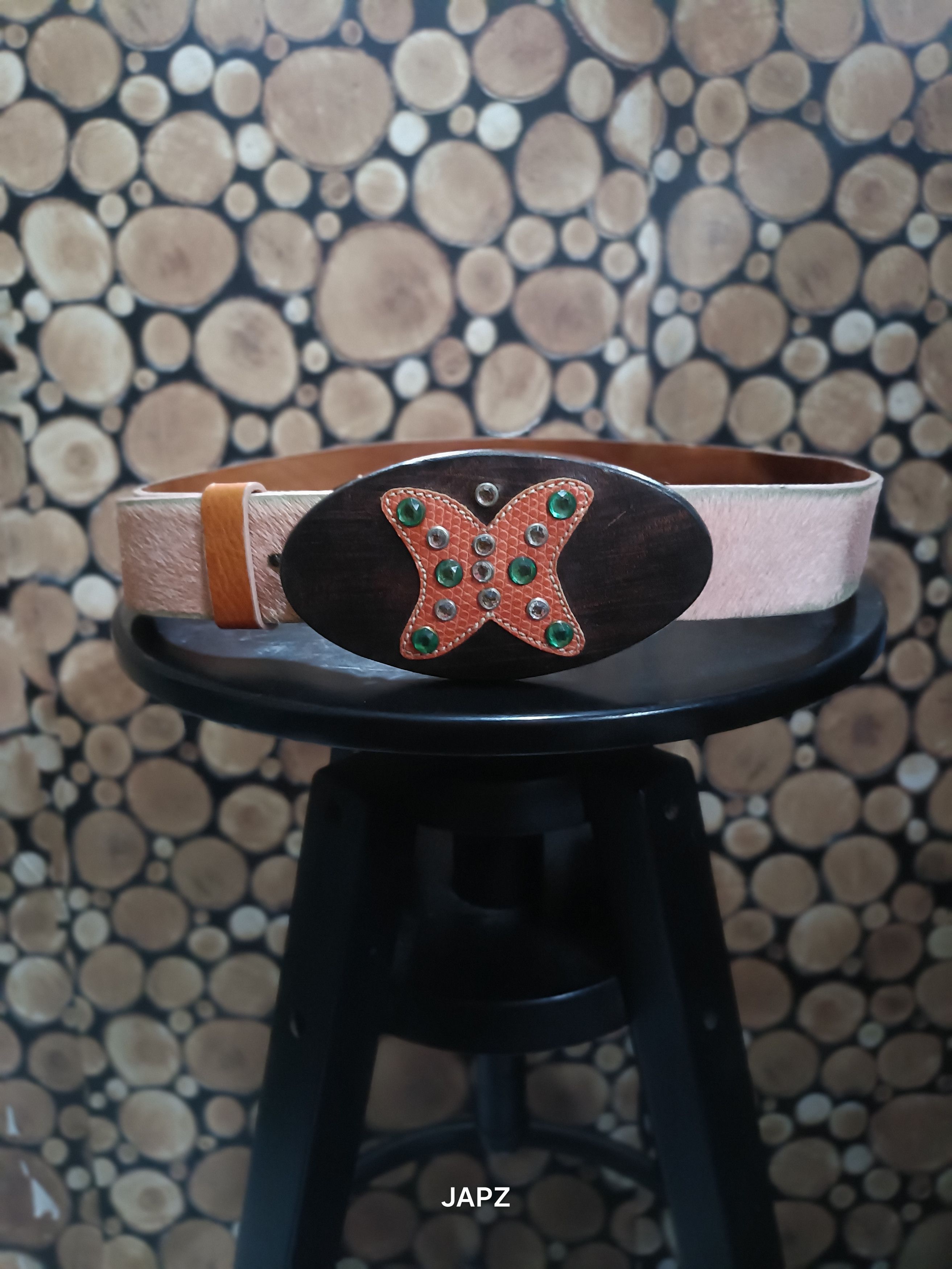 Handmade Vintage Martinica Italy pony hair leather belt wood buckle Size ONE SIZE - 5 Thumbnail
