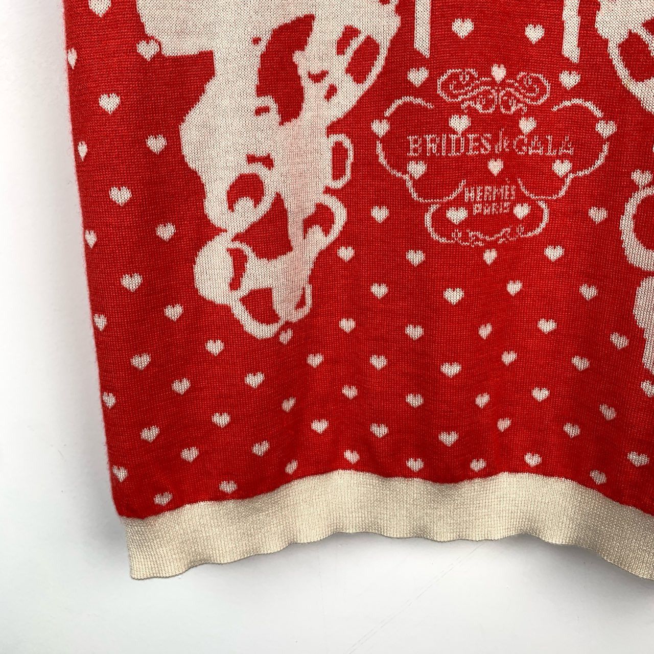 Hermes Hermès Heart Pattern Cashmere-Silk Knit Short-Sleeve Top Size S / US 4 / IT 40 - 4 Thumbnail