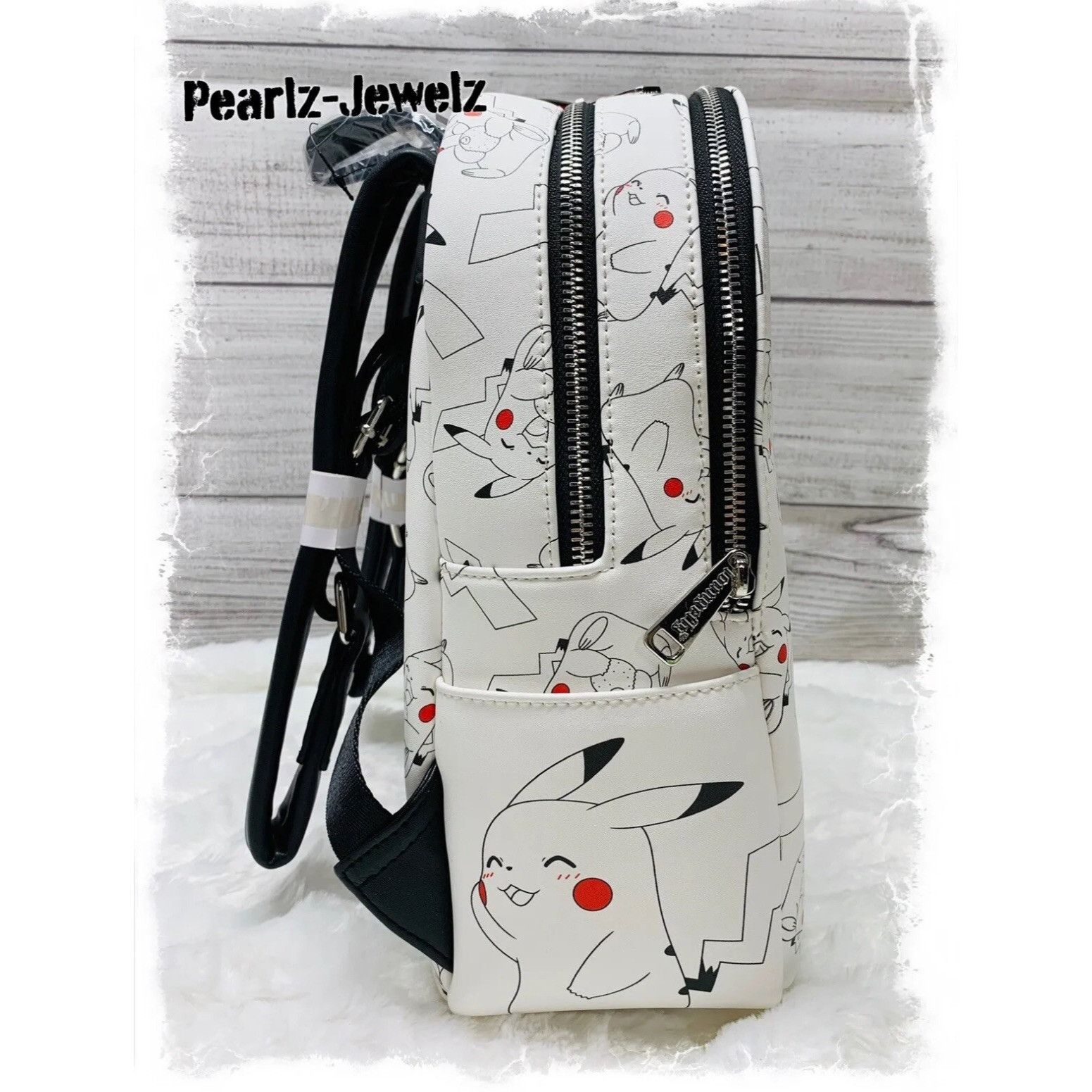 Pokemon Loungefly Pokemon Pikachu White Allover Print Mini Backpack Size ONE SIZE - 4 Thumbnail
