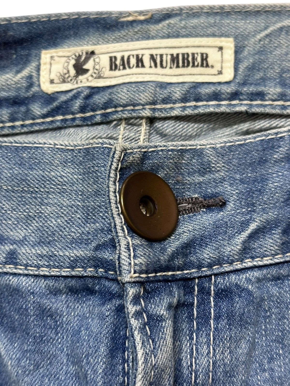 Numbers Vintage Back Number Faded Curve Leg Distressed Denim Size US 33 - 3 Thumbnail