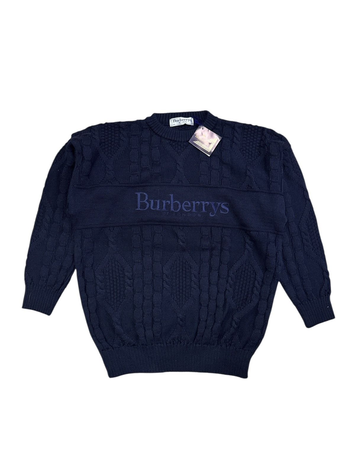 Burberry NWT VINTAGE BURBERRYS EMBROIDERED CABLE KNIT JUMPER Size US M / EU 48-50 / 2 - 1 Thumbnail
