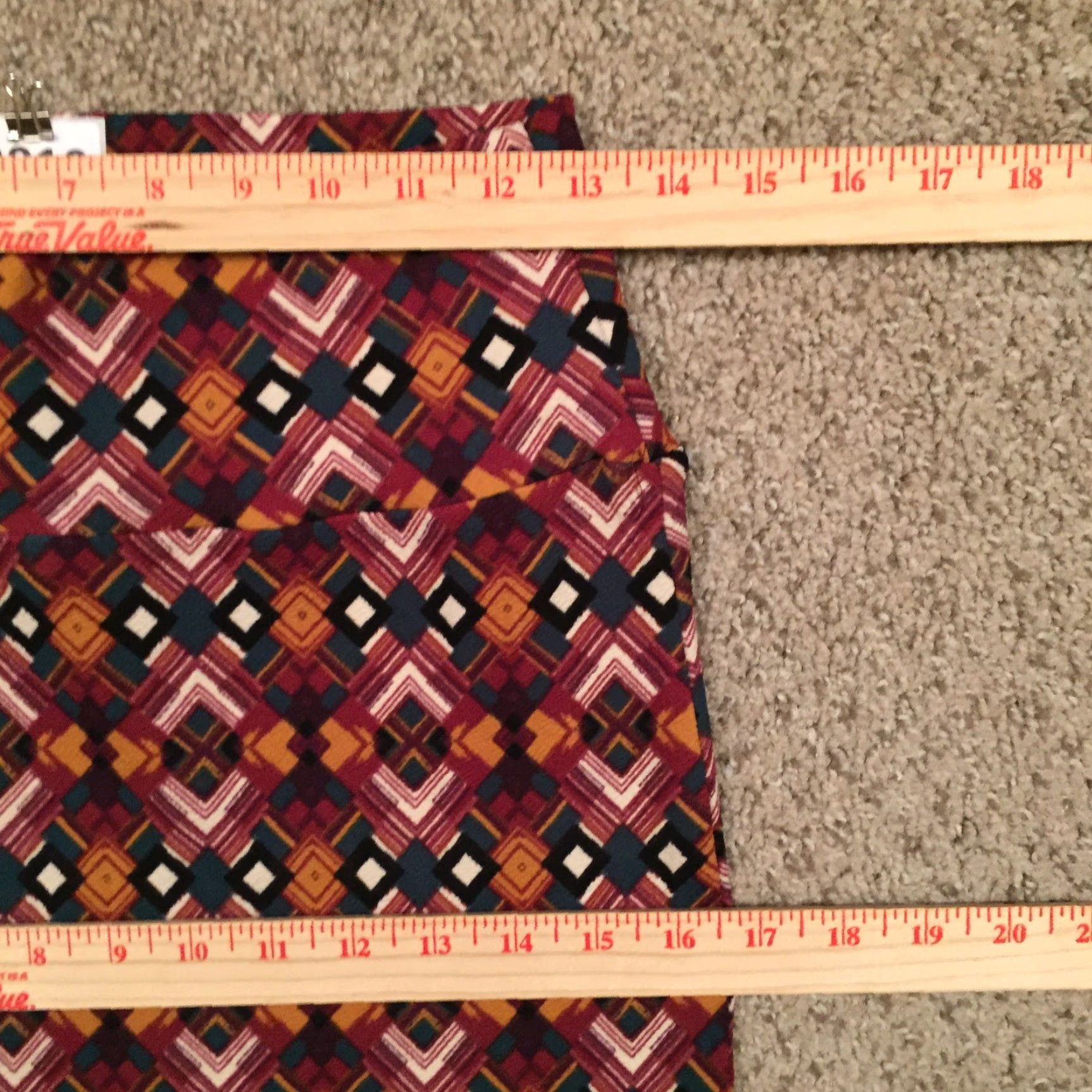 Vintage LuLaRoe Skirt Knee Length S Brown Green Geometric Unlined Pull On Polyester Spandex Women Regular Knit Pencil Style Size 28" / US 6 / IT 42 - 3 Thumbnail