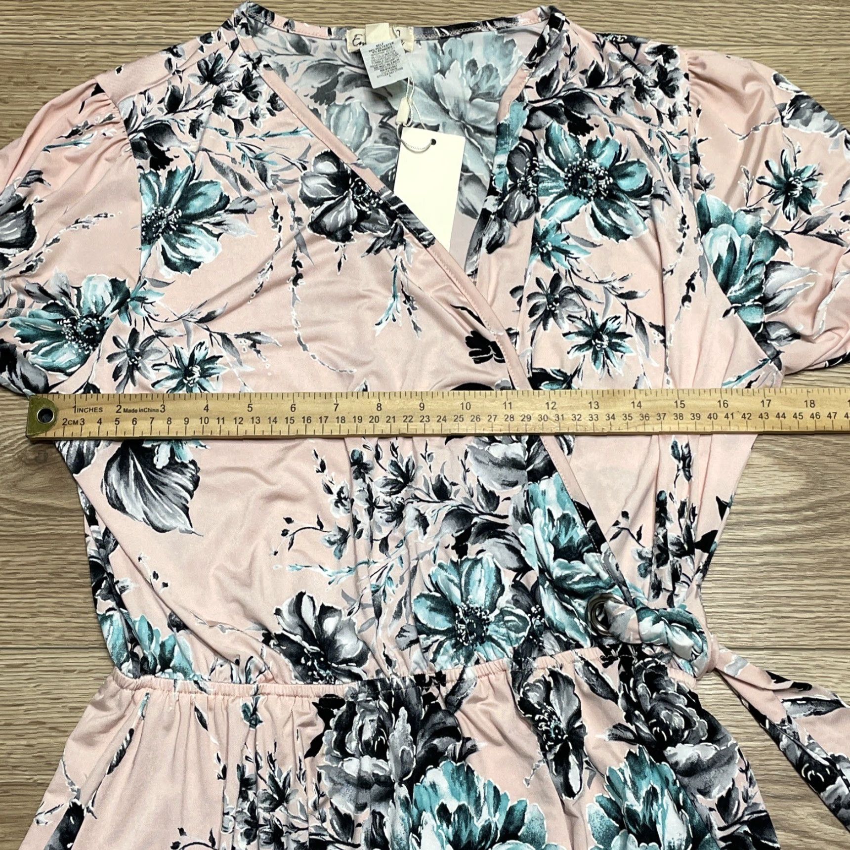 Vintage Emi & Joe Womens Blue Floral 3/4 Sleeve V-Neck Pullover Blouse Top Size Large Size L / US 10 / IT 46 - 6 Thumbnail