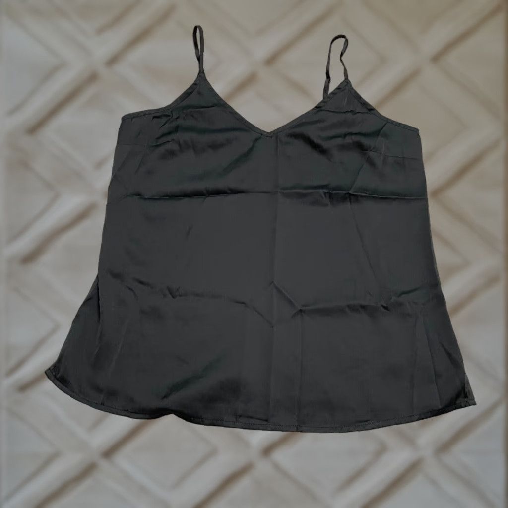 Vintage Stars Above Camisole Tank Top Womens XS Black Spaghetti Strap Lounge Satin Polyester Spandex Tooth? Size XS / US 0-2 / IT 36-38 - 1 Thumbnail