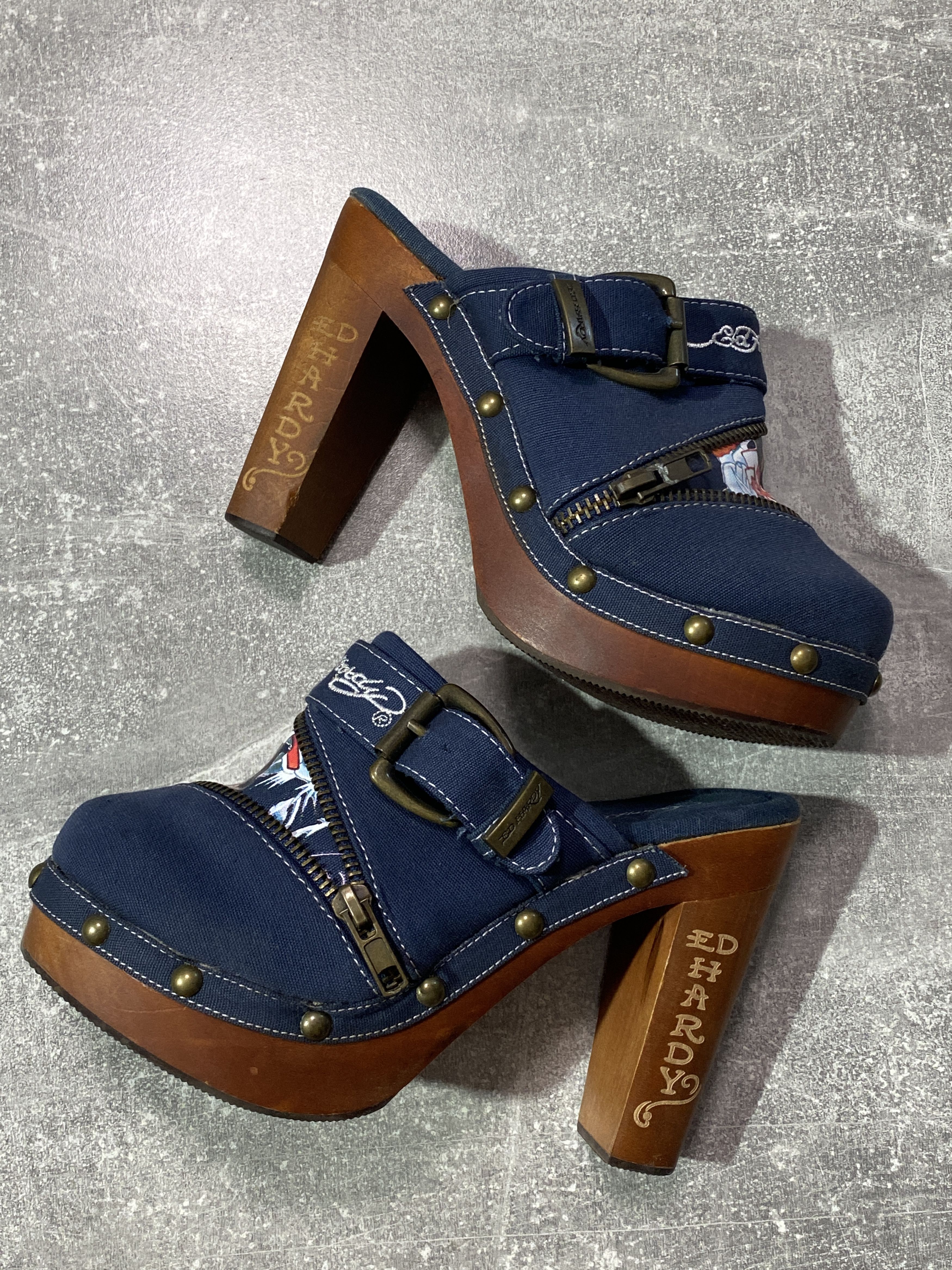 Ed Hardy Vintage Y2K Ed Hardy Clogs Heel Shoes Japan Girls Logo Size US 7 / IT 37 - 4 Thumbnail
