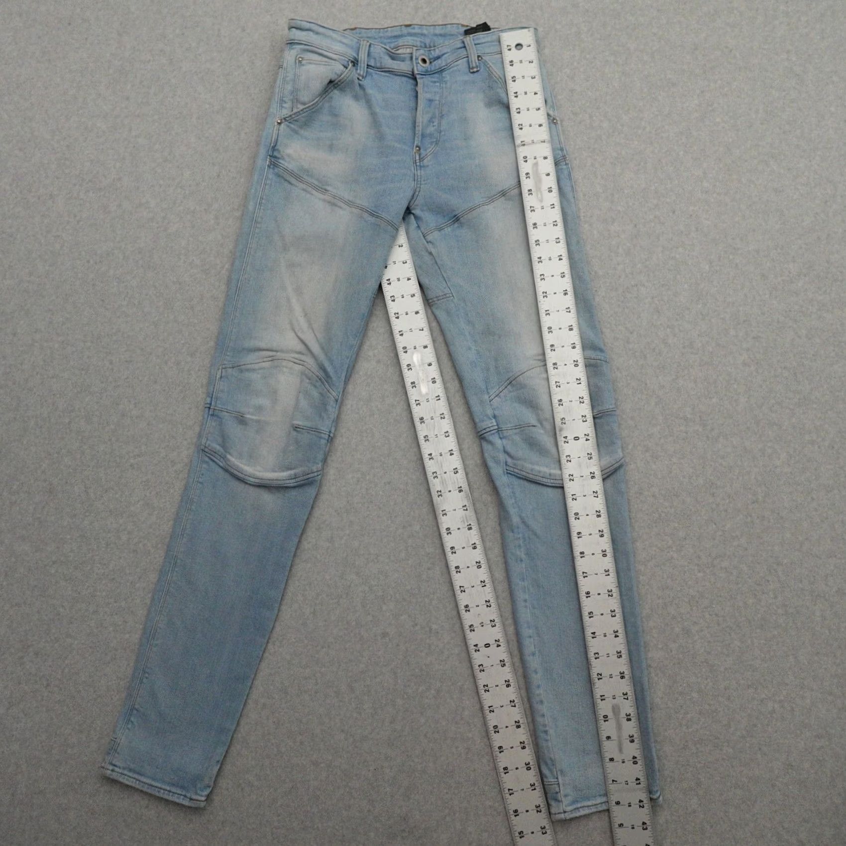 G-Star G-Star Jeans Slim 3D Distressed Light Wash Blue Mens 29 (29X33) Button Fly XS? Size US 29 - 3 Thumbnail