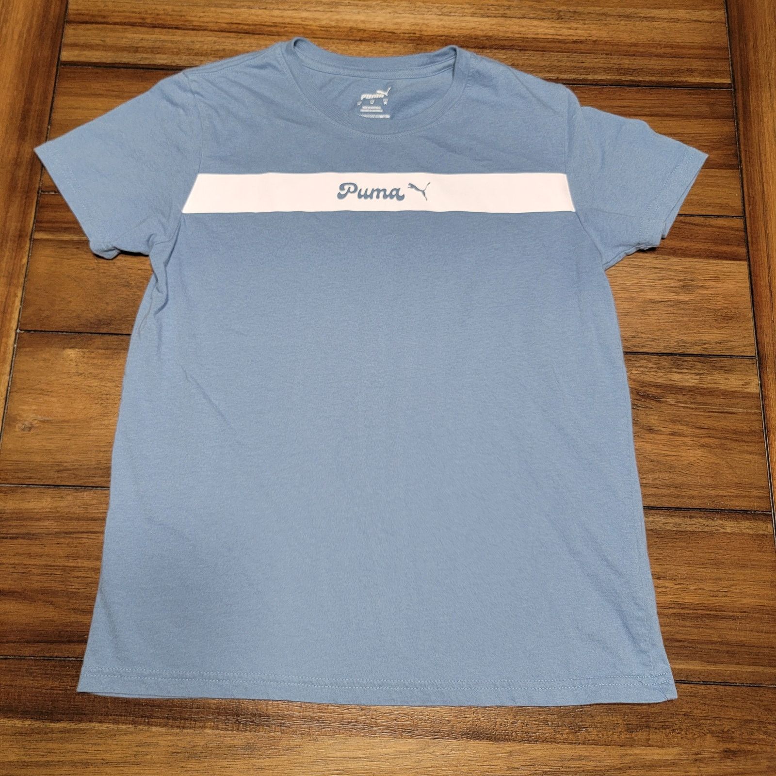 Puma Puma Blue Tee w/ Stripe - Size Medium Size M / US 6-8 / IT 42-44 - 1 Thumbnail