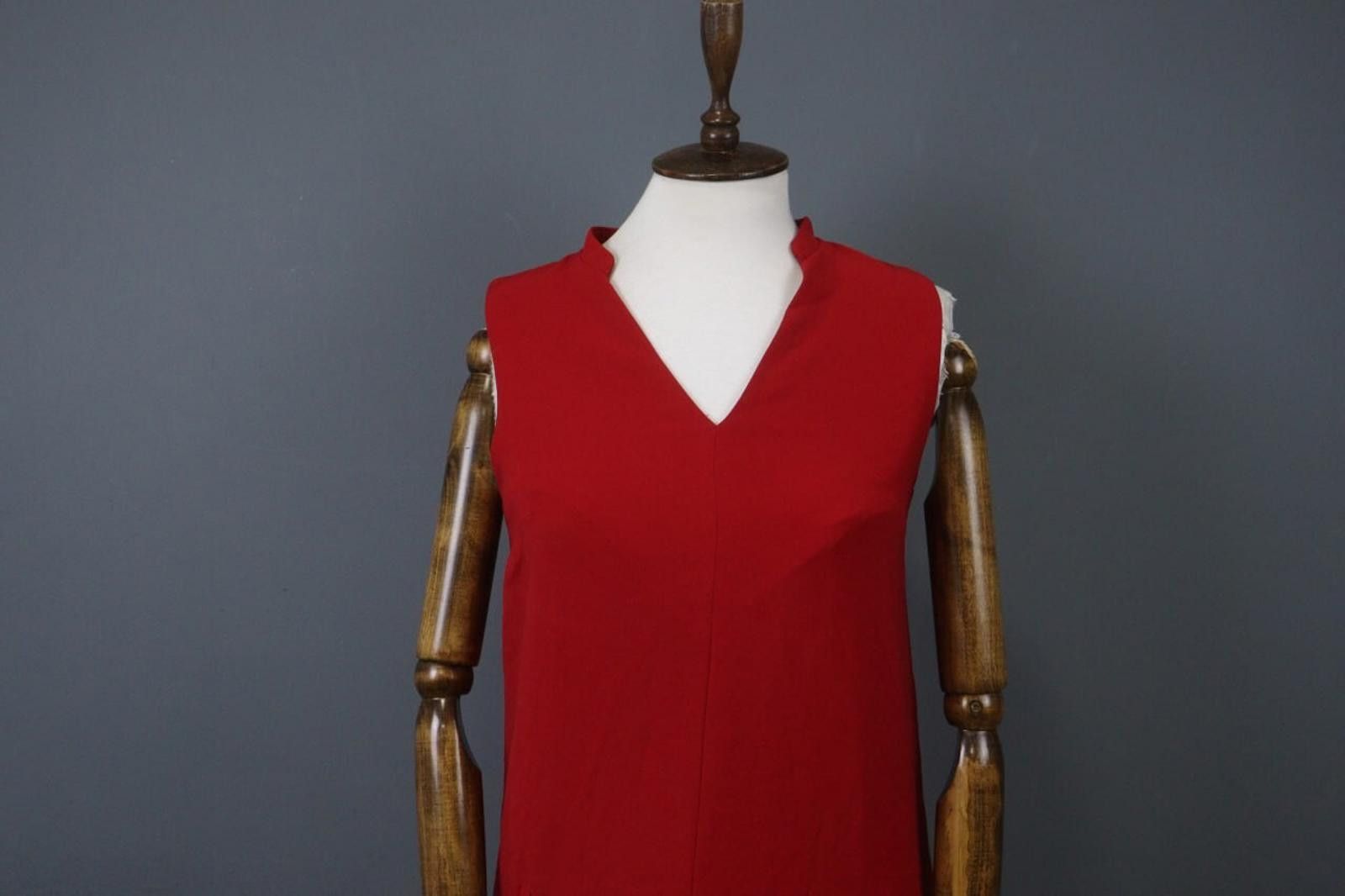 Designer Cop Copine Red Regular Fit Belted Waist Tank Dress Size 36 Size M / US 6-8 / IT 42-44 - 2 Thumbnail