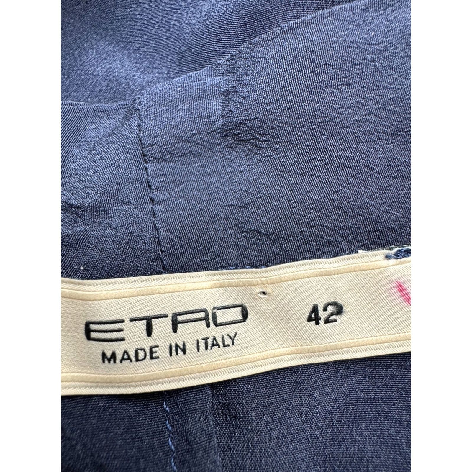 Etro Etro Milano Blouse Silk Wrap Blue V-Neck 42 Womens Shirt Top Size M / US 6-8 / IT 42-44 - 5 Thumbnail