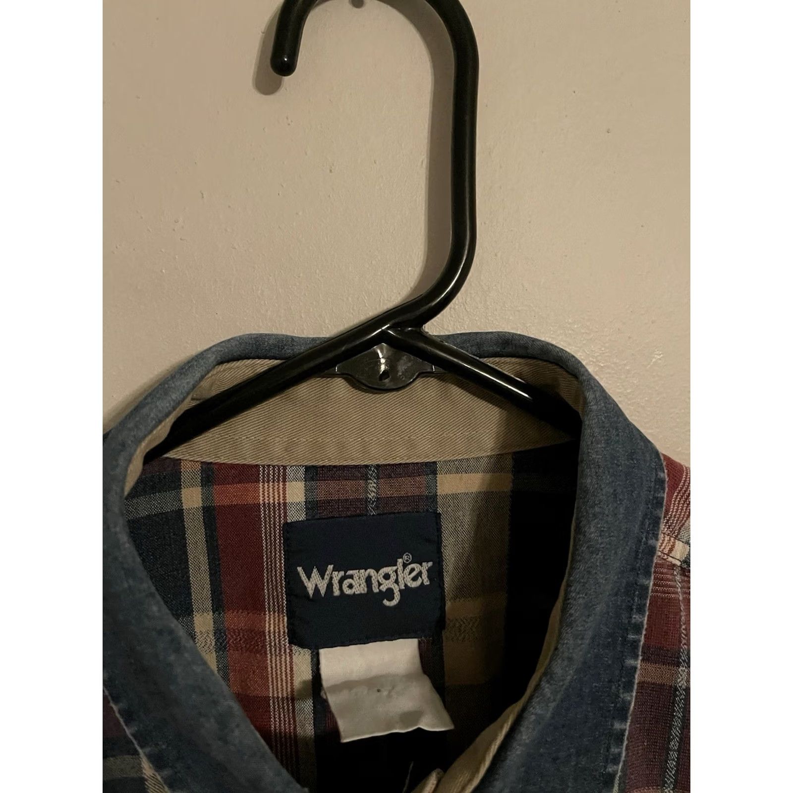 Wrangler VINTAGE Wrangler Western Denim Collar Plaid L/S Pearl Snap Cowboy Shirt Men's XL Size US XL / EU 56 / 4 - 3 Thumbnail