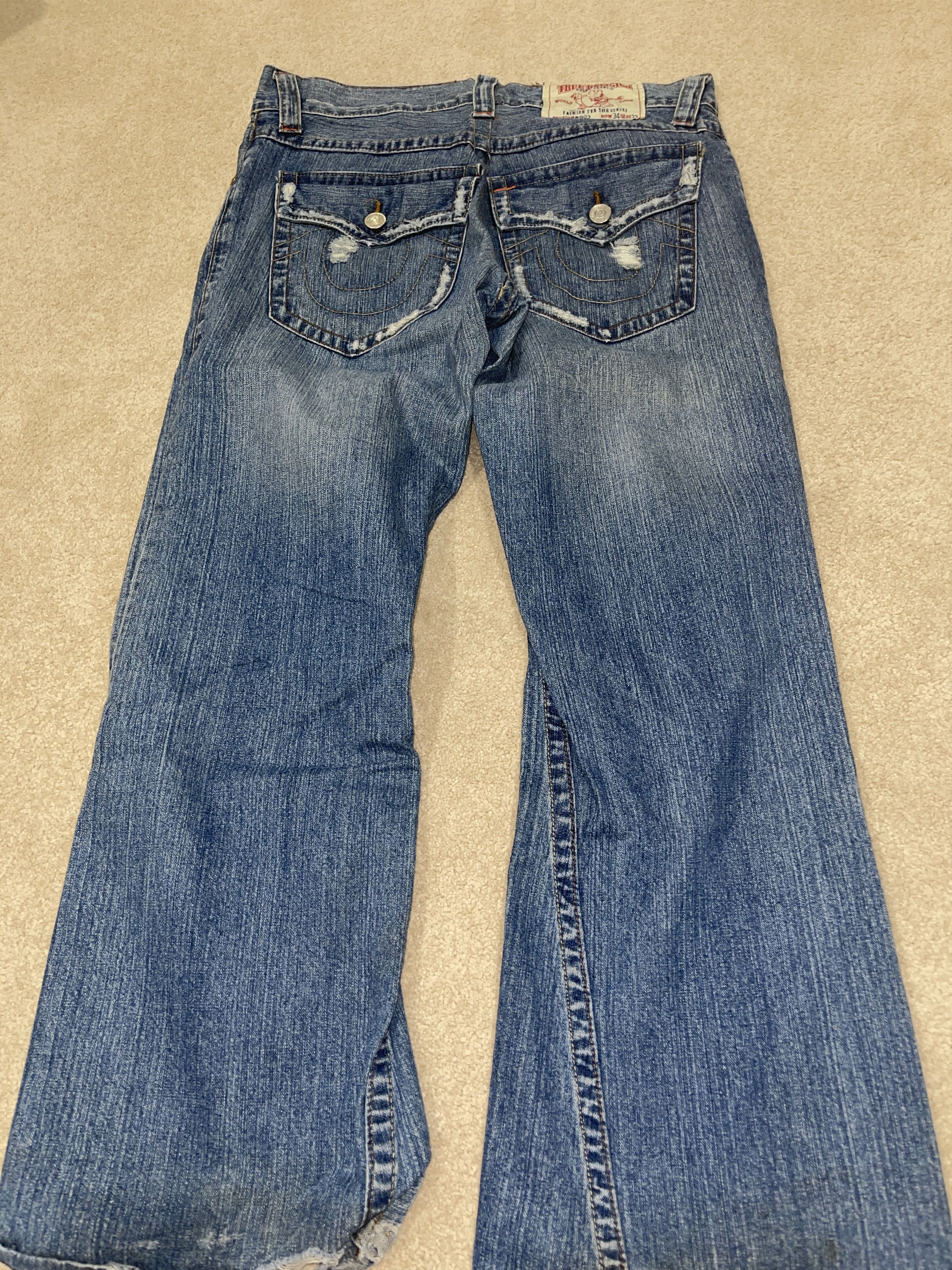 True Religion Vintage True Religion Men's Used Light Blue Ripped Jeans Size US 34 / EU 50 - 1 Thumbnail