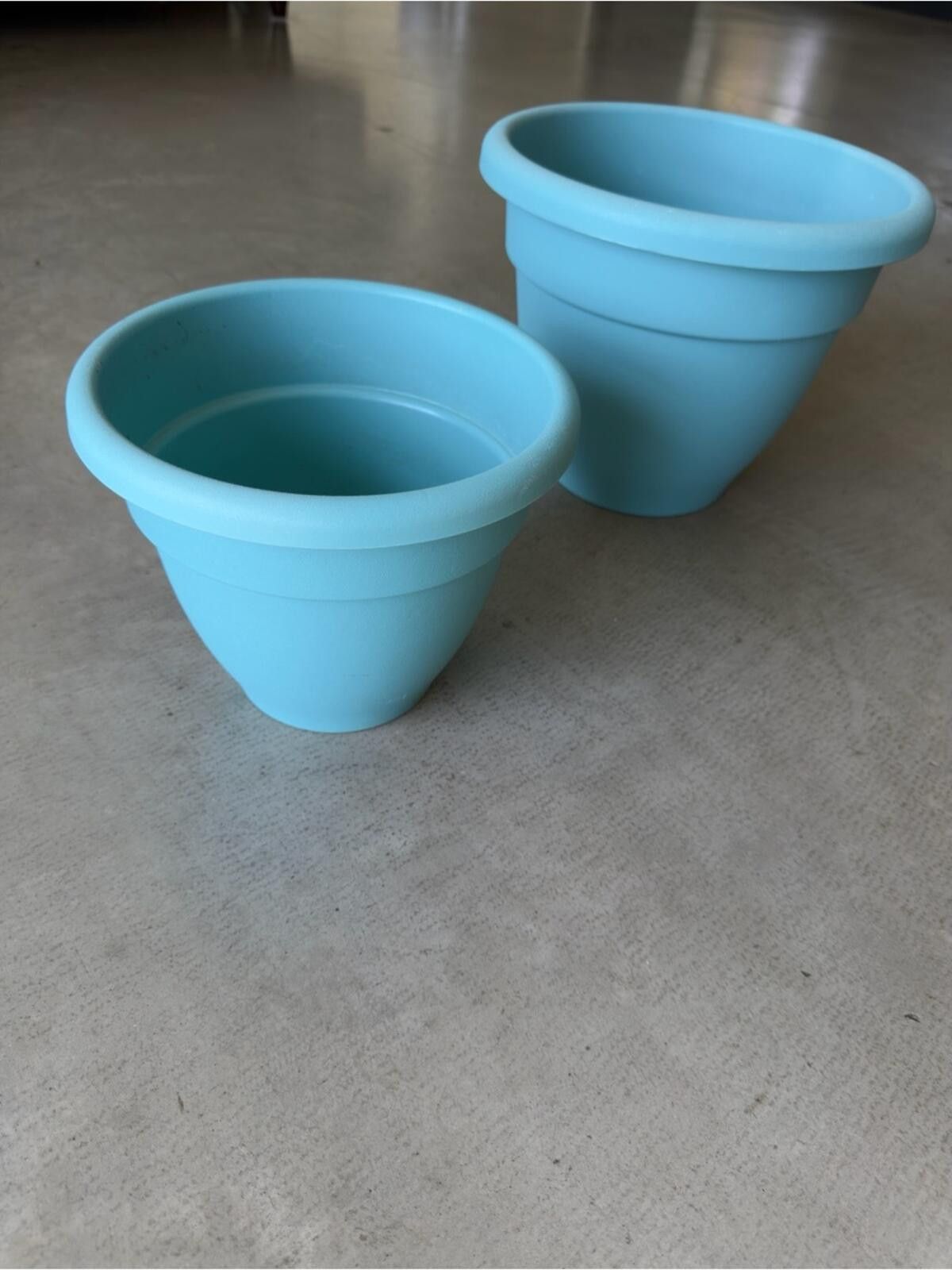 Other 8in + 10in Plastic Planter Pots - Set of 2 / Dusty Teal Size ONE SIZE - 2 Thumbnail