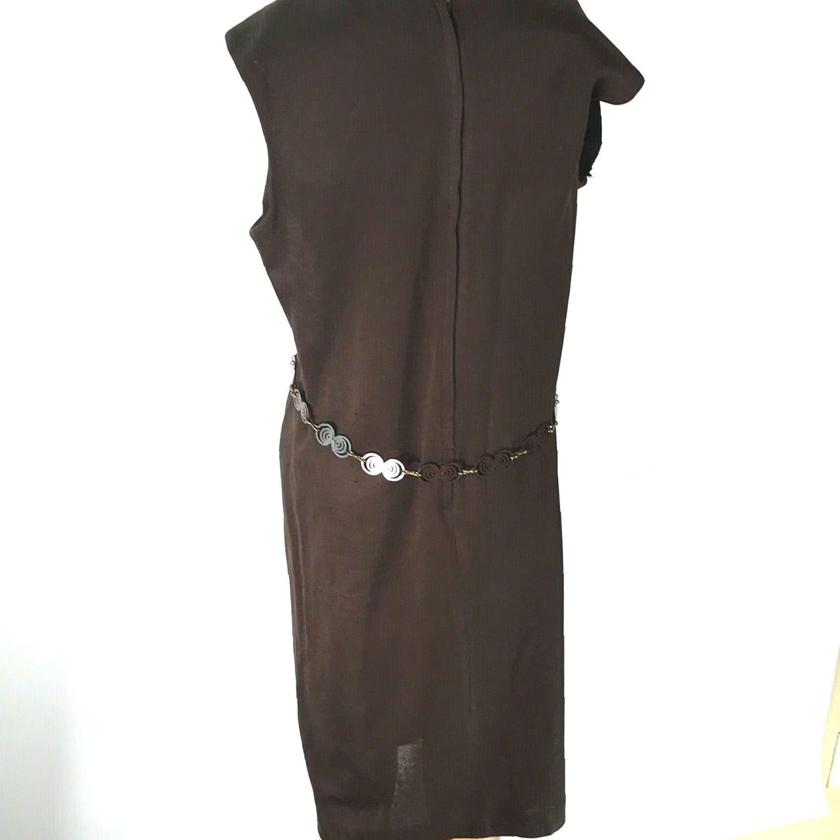 Vintage VINTAGE Lady Carol Sleeveless Brown Sheath Dress Size M 60s 70s Womens Cocktail Size M / US 6-8 / IT 42-44 - 2 Thumbnail