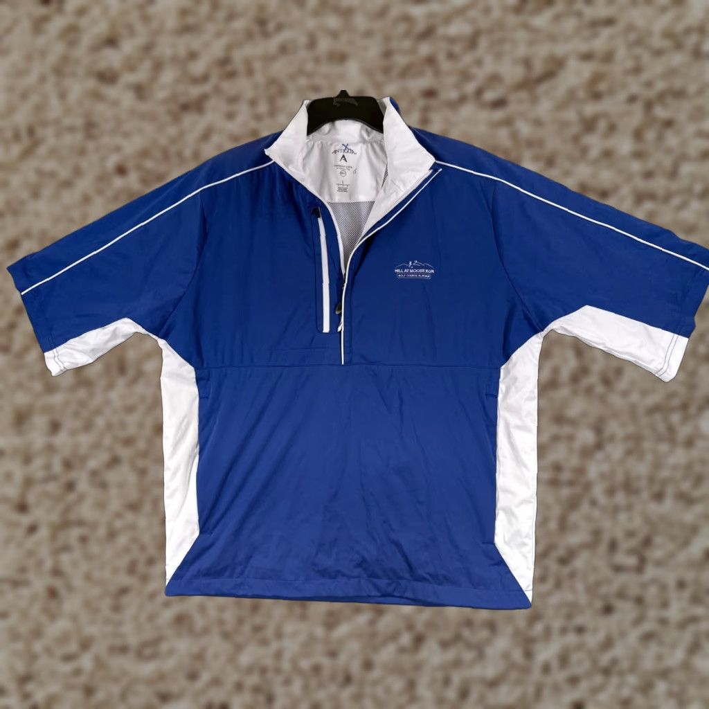 Vintage Antigua Mens Sweater Pullover 1/4 Zip Blue White Lightweight Mock Neck Long Sleeve Regular Size L Casual Golf Size US L / EU 52-54 / 3 - 1 Thumbnail