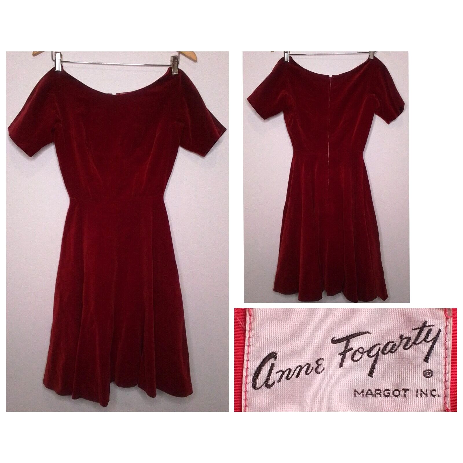 Other Anne Fogarty Vintage Dress Women's Red Velvet Size S / US 4 / IT 40 - 1 Thumbnail