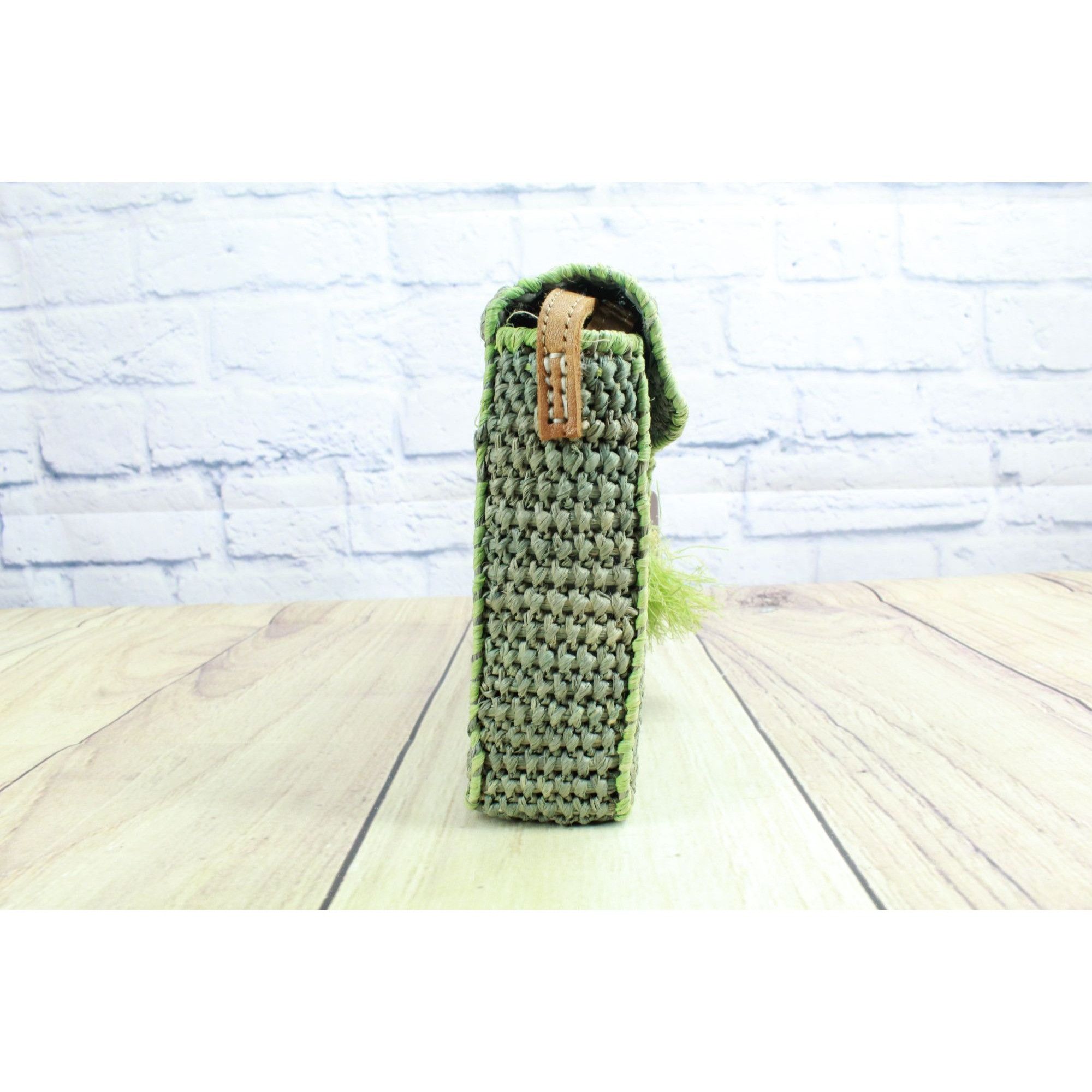 Other Laurence Heller Women's Raffia Crochet Crossbody Bag Green Size ONE SIZE - 6 Thumbnail