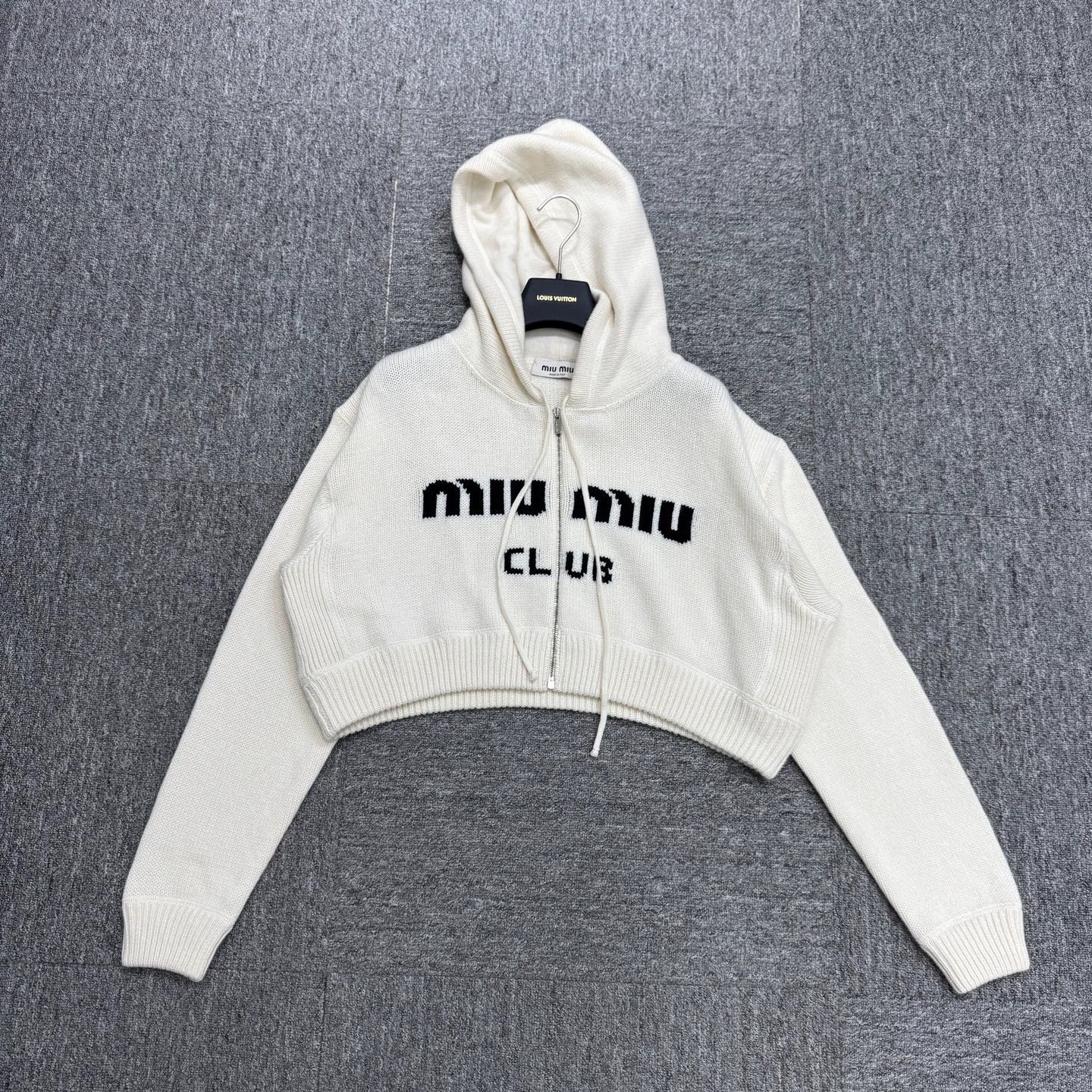 Miu Miu MIU MIU logo intarsia cashmere hoodie size 38 Size S / US 4 / IT 40 - 1 Thumbnail