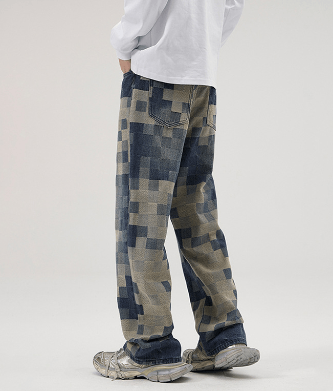 Japanese Brand × Jean American baggy mosaic men's straight loose versatile jeans Size US 32 / EU 48 - 4 Thumbnail