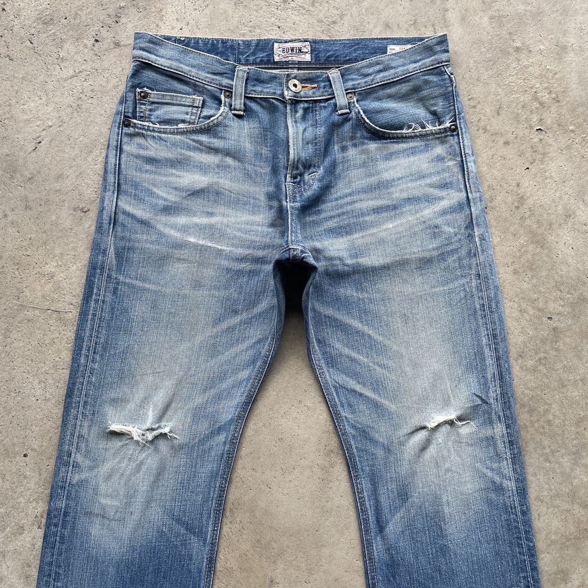 Edwin × Japanese Brand × Jean Vintage Edwin Made In Japan Jeans Faded Distressed Pants Size US 32 / EU 48 - 3 Thumbnail
