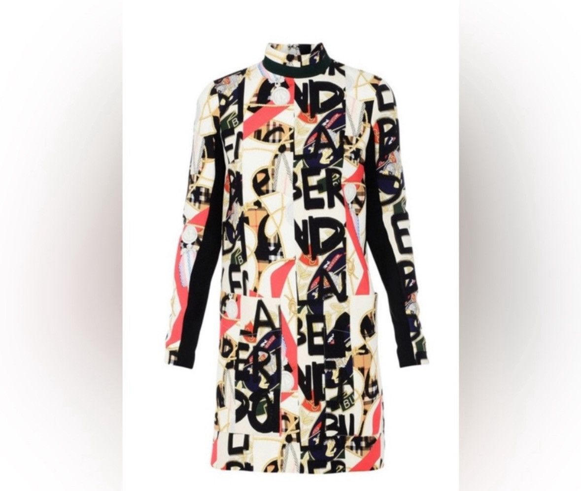 Burberry Burberry London Zoya Graffiti Print Mini Dress Silk Wool Size XS / US 0-2 / IT 36-38 - 9 Thumbnail