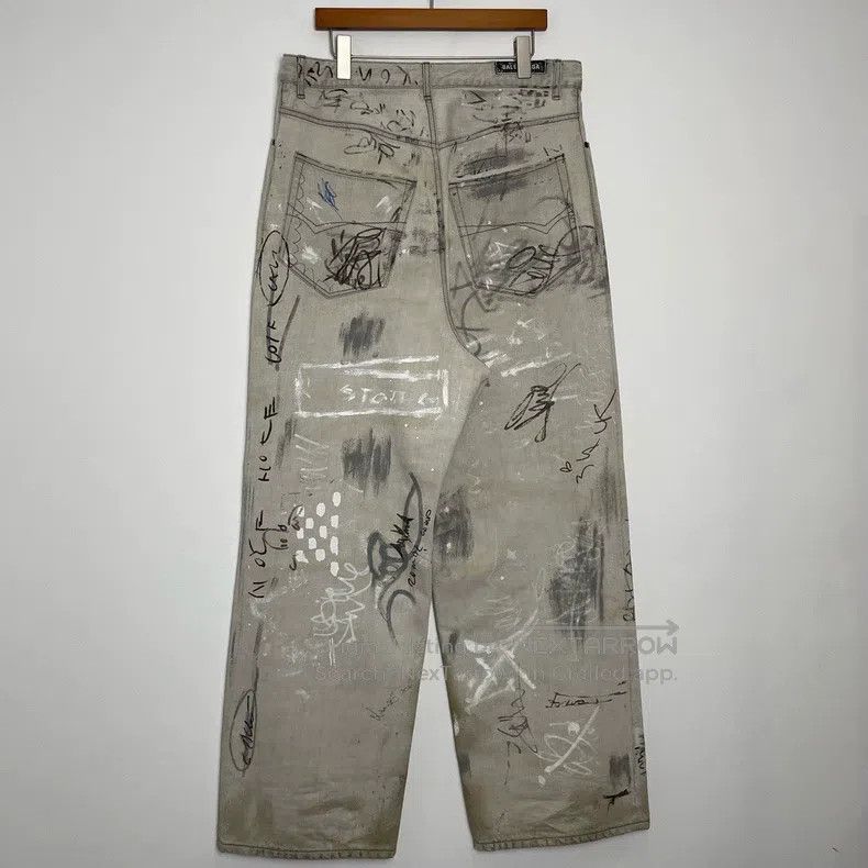 Balenciaga Balenciaga size M Hand-painted graffiti dirty baggy jeans Size US 27 - 2 Thumbnail