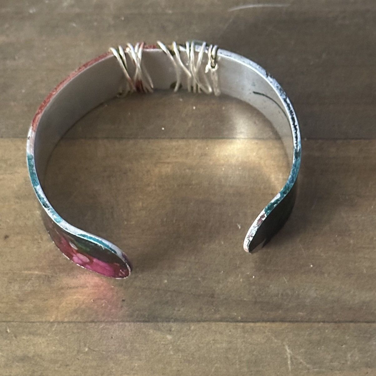 Other Handmade tie dye wire wrapped bead bangle cuff bracelet Size ONE SIZE - 5 Thumbnail