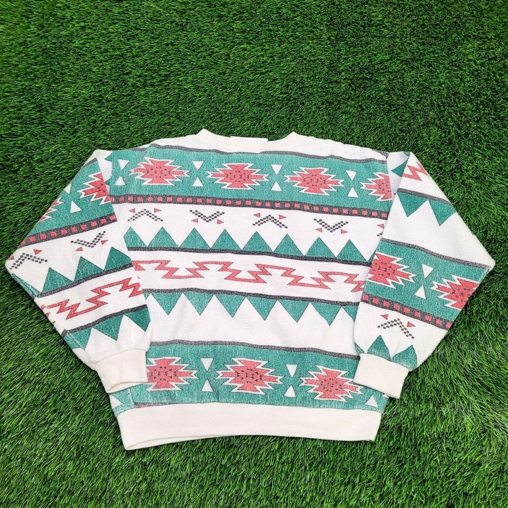 Bugle Boy VINTAGE Native-American Sweatshirt Womens Medium 20x21 Green Size M / US 6-8 / IT 42-44 - 2 Thumbnail