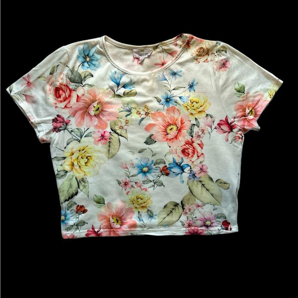 Designer White short sleeve floral croptop Size M / US 6-8 / IT 42-44 - 1 Thumbnail