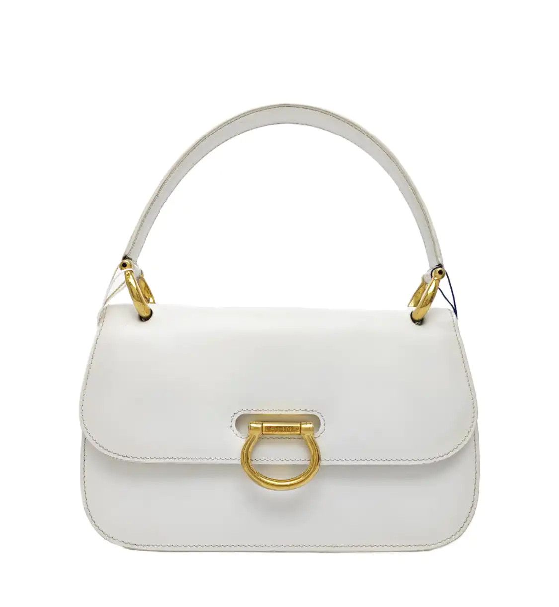 Celine White Cowhide Leather Handbag Gold Hardware, Women's