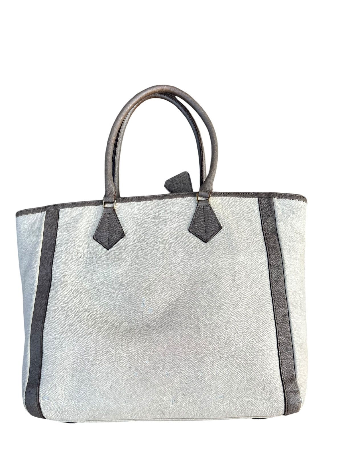 Japanese Brand A.D.M.J. Japan Distressed Scratches Patina Leather Tote Bag Size ONE SIZE - 9 Thumbnail