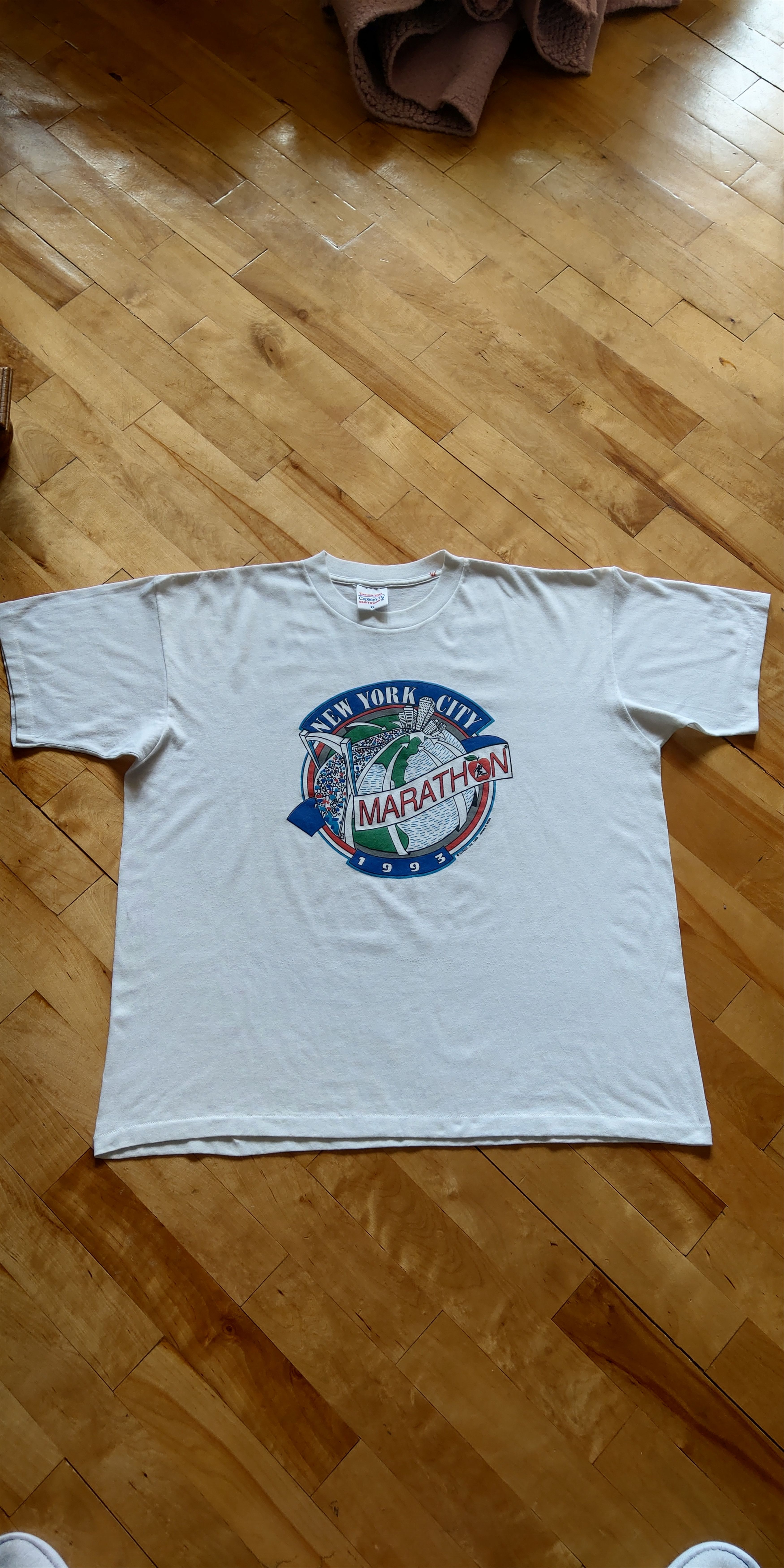 Vintage 1993 New York Marathon Shirt Vintage Rare Sport 90s NYC Run Size US XL / EU 56 / 4 - 2 Thumbnail