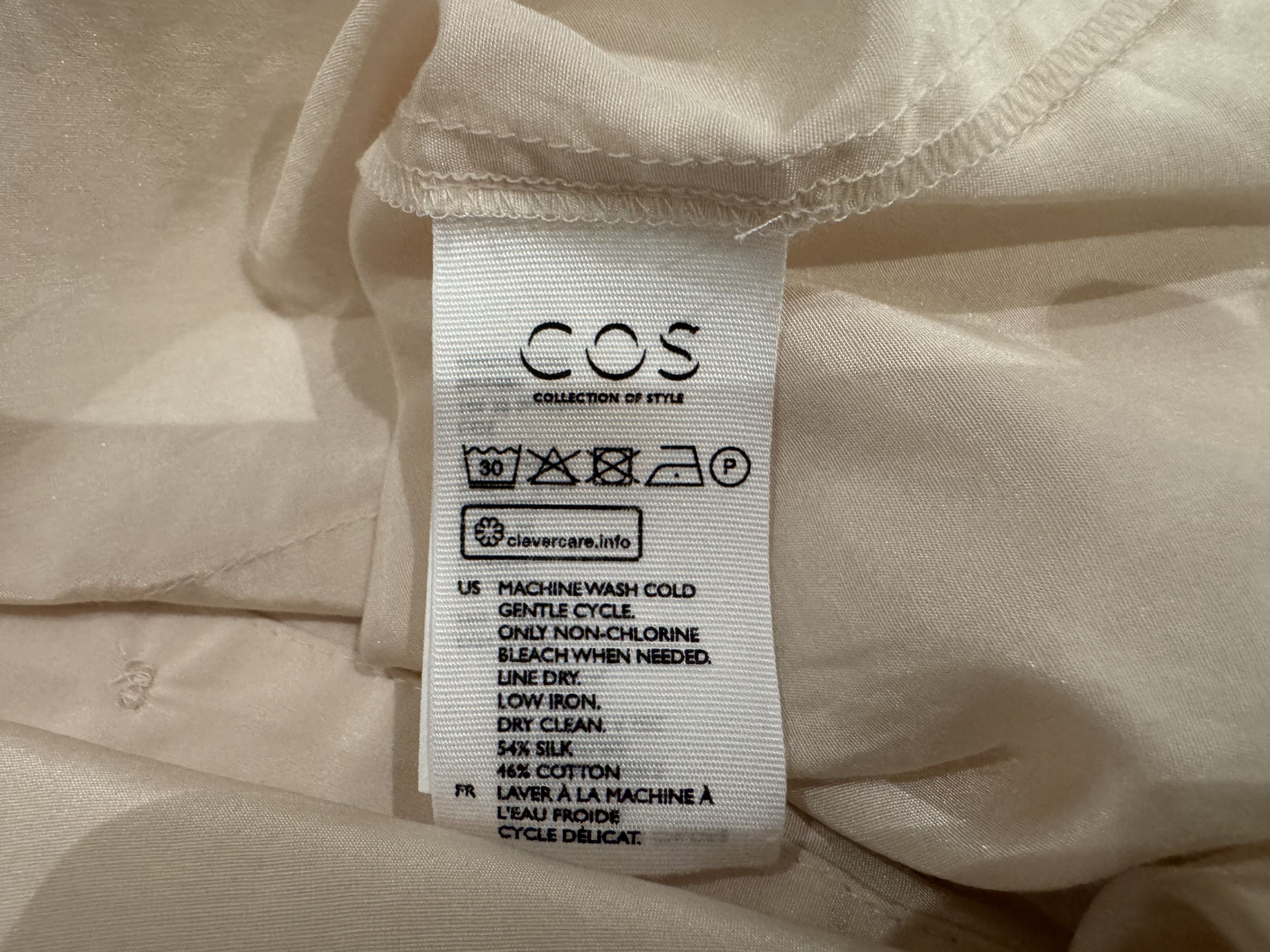 Cos COS Silk-Cotton Shirt in Cream (Size 2) Size XS / US 0-2 / IT 36-38 - 11 Thumbnail