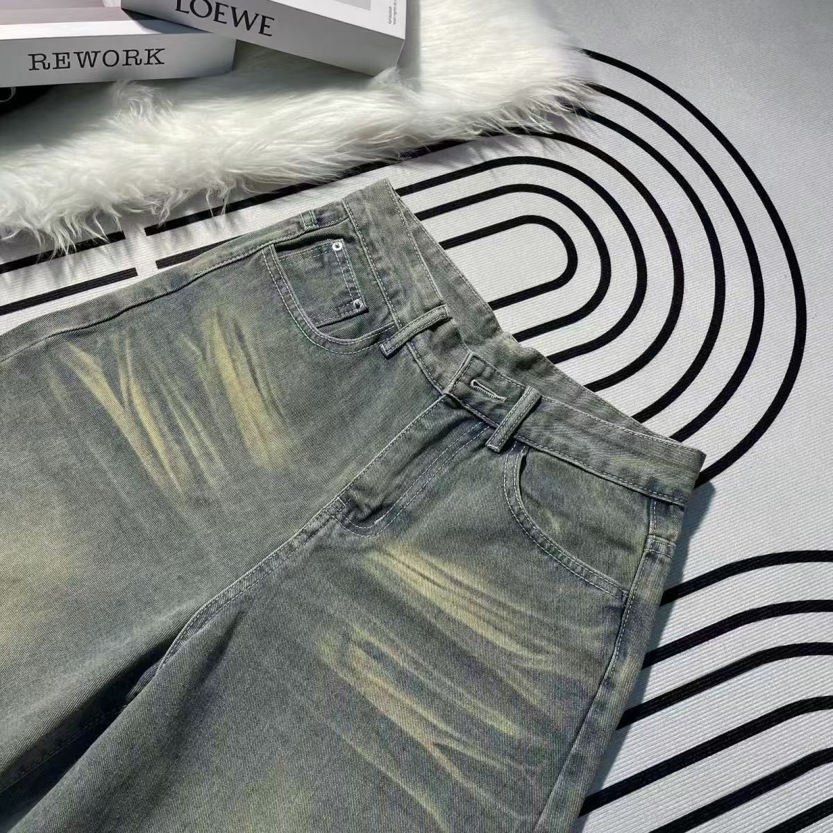 Japanese Brand × Jean Blue washed distressed vintage straight denim shorts Size US 32 / EU 48 - 4 Thumbnail