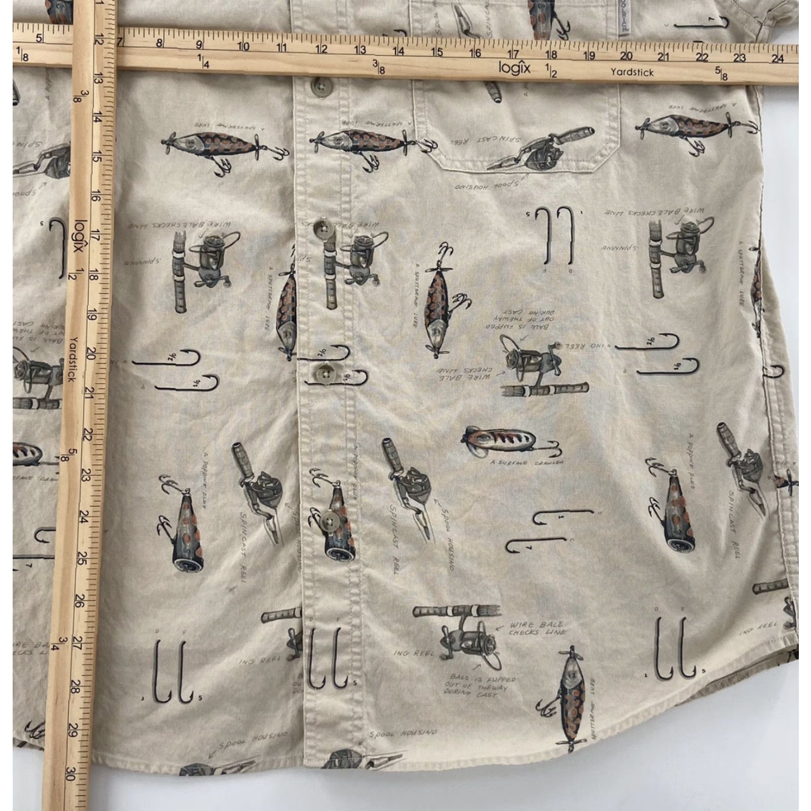 Vintage Woolrich Men Shirt Adult Large Birch Hooks Reels Short Sleeve Button-Down Fishing Beig e 100% Cotton 100% Cotton Logo All Seasons Mens Size US L / EU 52-54 / 3 - 5 Thumbnail