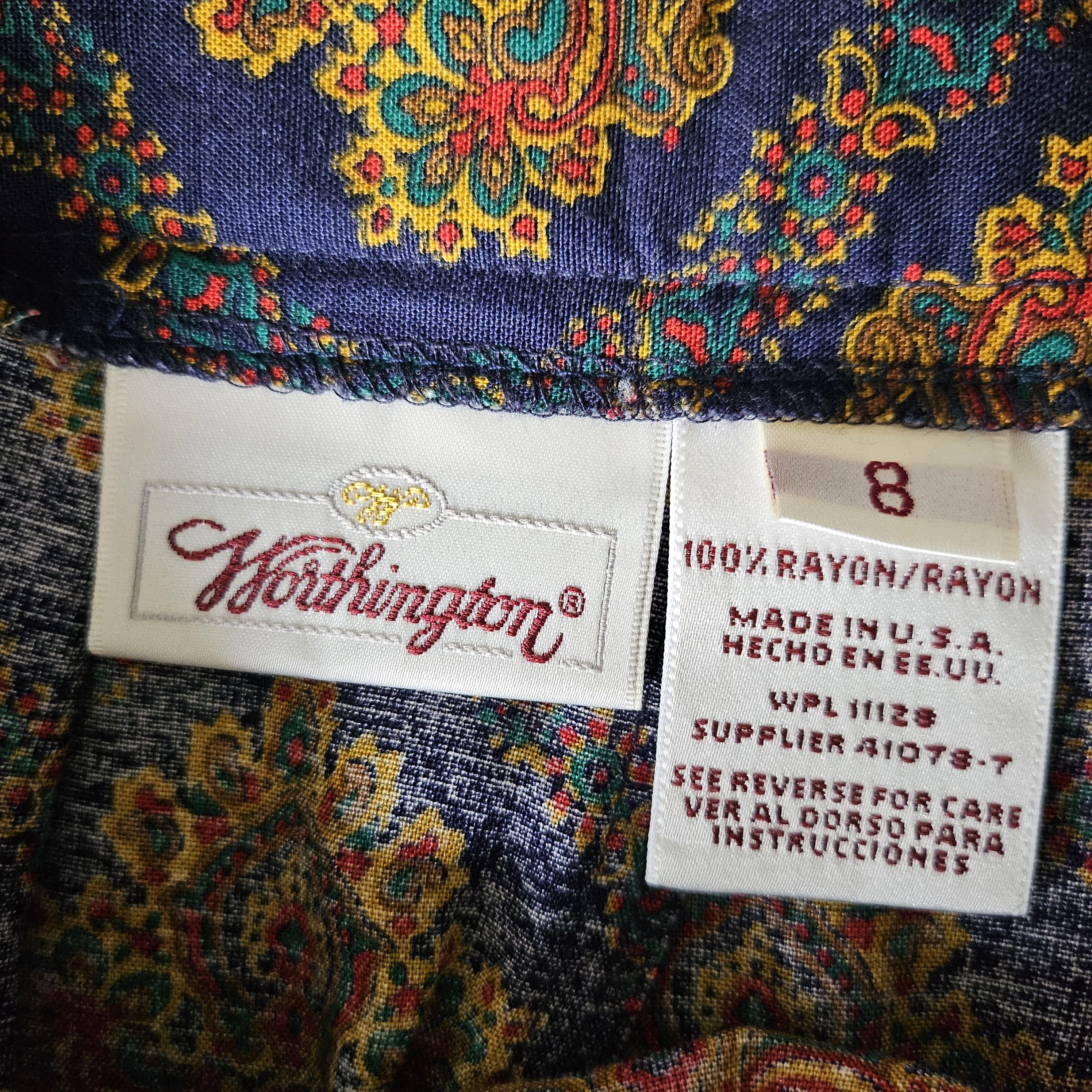 Vintage × Worthington Vintage Worthington Woman's Blue Paisley Pleat Skirt Size 28" / US 6 / IT 42 - 5 Thumbnail
