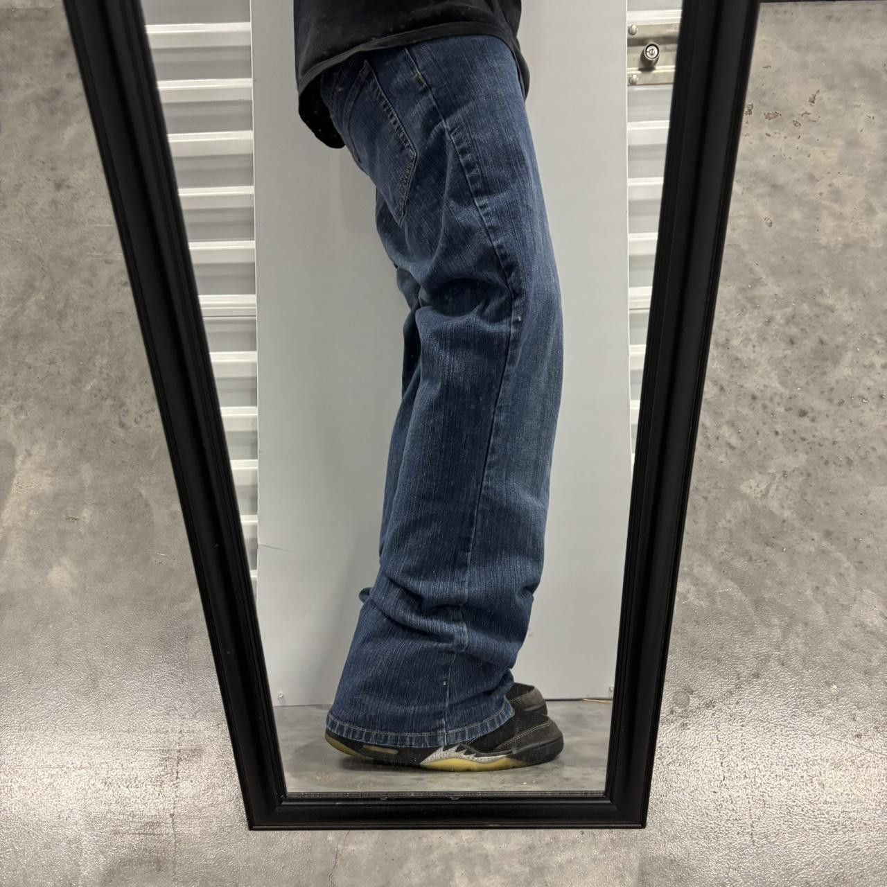 Japanese Brand × Vintage Crazy Vintage Y2K/2000s Dark Blue Wash Flared Denim Jeans! Size US 32 / EU 48 - 2 Thumbnail