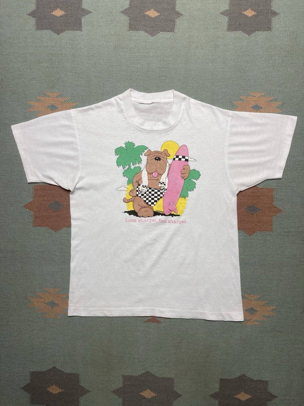 Vintage Vintage 80s t shirt sharpei dog Jim Benton surf beach thin L Size US L / EU 52-54 / 3 - 1 Thumbnail