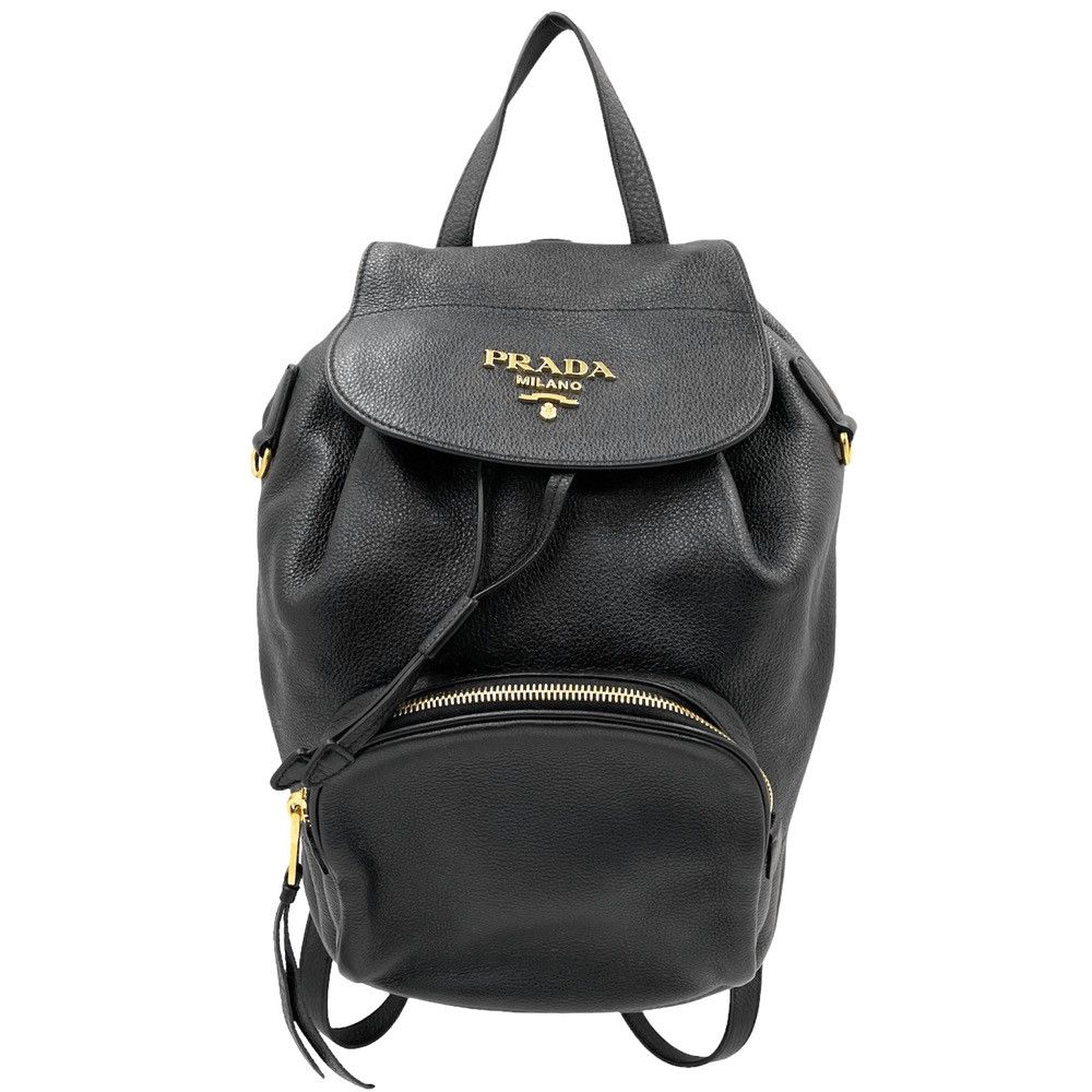 Prada Rucksack Backpack Leather Black Gold Hardware