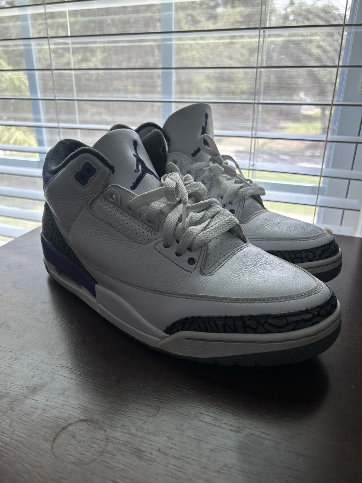 Jordan Brand White dark iris Jordan 3’s Size US 10.5 / EU 43-44 - 1 Thumbnail