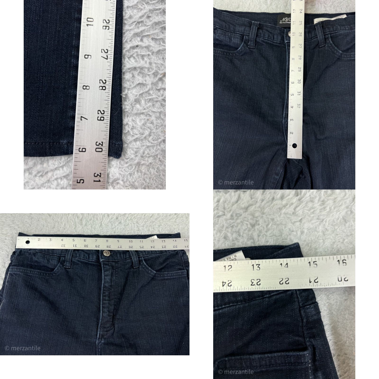 Denime Not Your Daughters Jeans Jeans Black Denim Bootcut 28x28 Womens 8 Regular Stretch Mid Rise 28in Inseam 28in Dark Wash 5-Pocket Design Zip Size 34" / US 12 / IT 48 - 9 Thumbnail