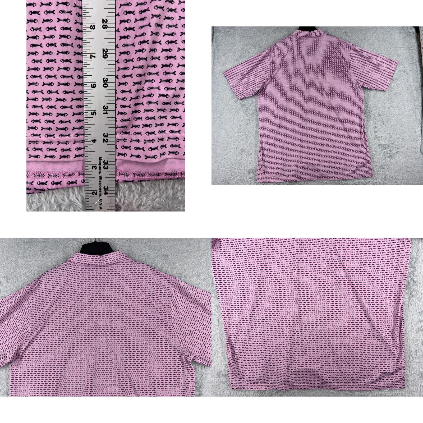 Vintage Donald Ross Polo Shirt Adult XL Pink Fish Bone Golf Polyester Blend Matte Polka Dot Breathable Moisture Wicking All Seasons Sports Golf Mens Size US XL / EU 56 / 4 - 9 Thumbnail